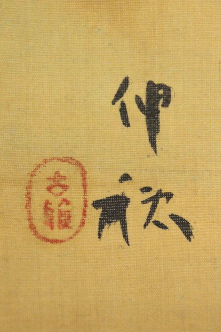 Ni5604 掛軸　在銘　伸祐　桜花双孔雀図　絹本着色　日本画　花鳥　送料無料