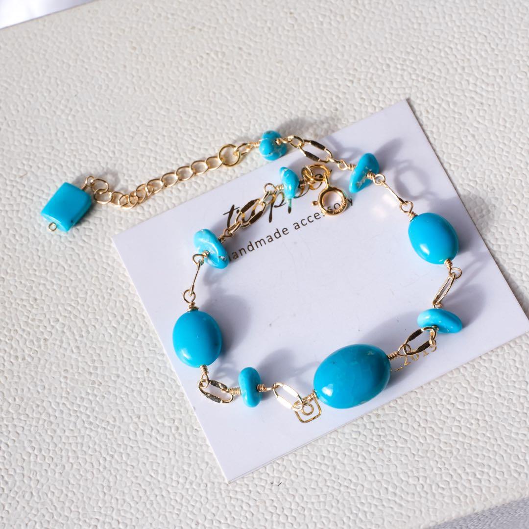 14kgfスリーピングビューティーターコイズブレスレット