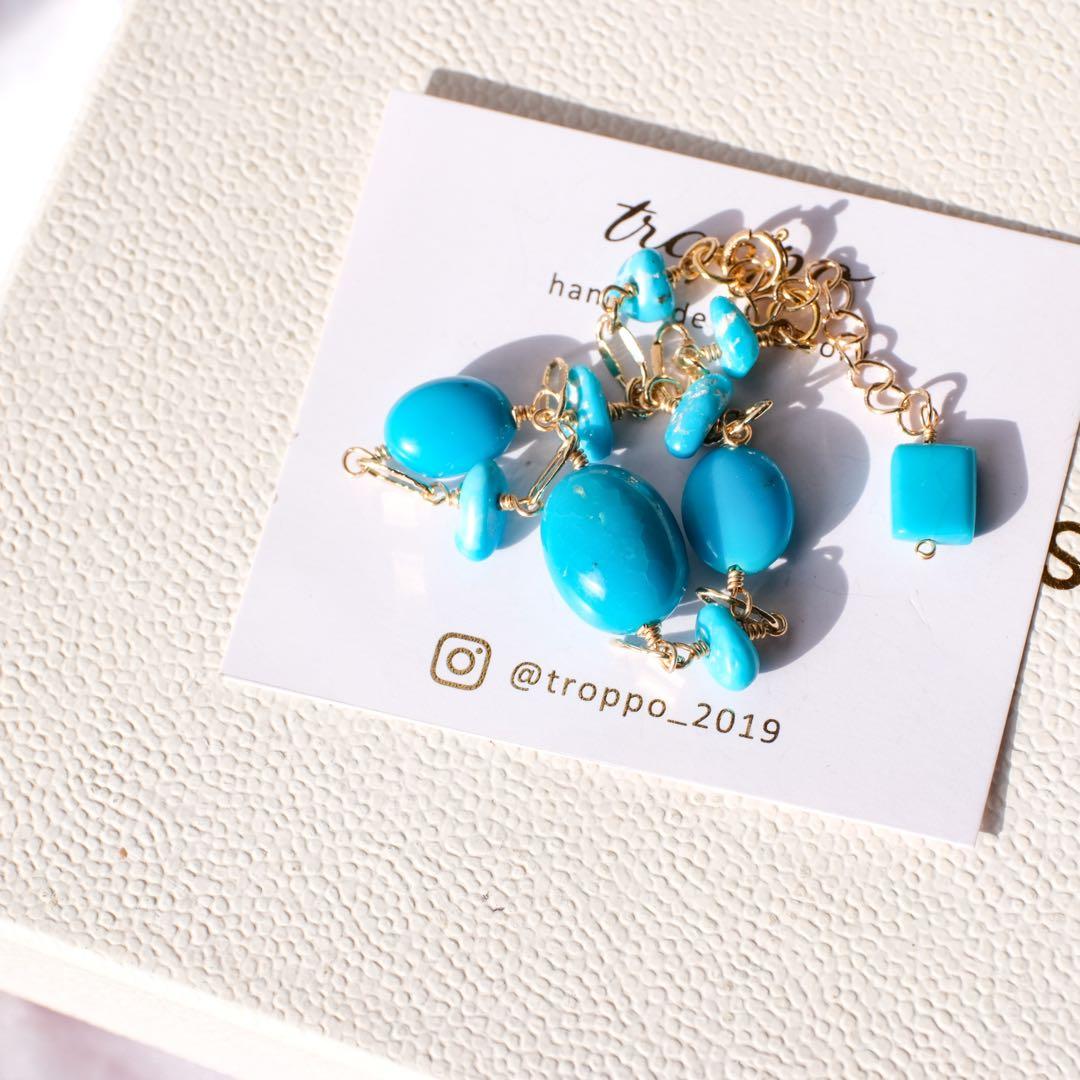 14kgfスリーピングビューティーターコイズブレスレット