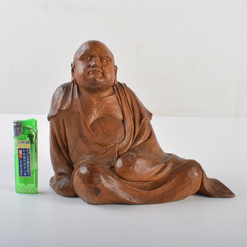 仏教美術　木彫　達磨像　仏像　置物　在銘　V　R7332