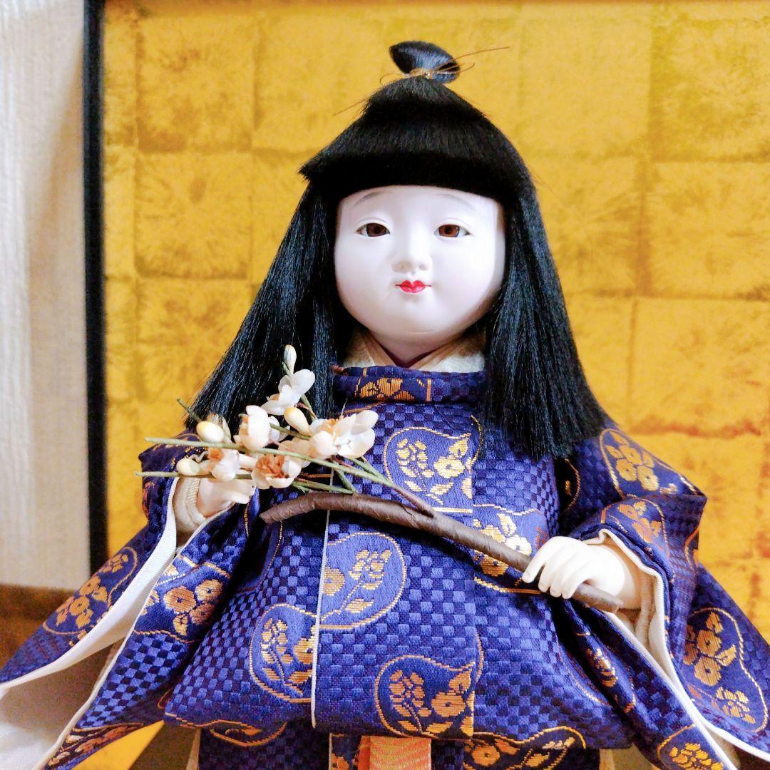 市松人形　紅白椿　好洋作　花柄和服　雛祭り　伝統工芸品　ガラスケース付