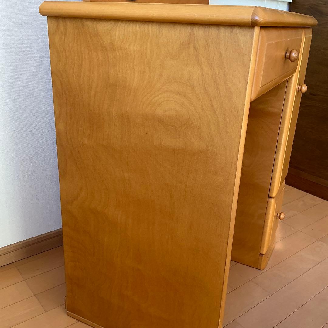 木製ドレッサー丸型ミラー家具　鏡台　化粧台　アンティーク