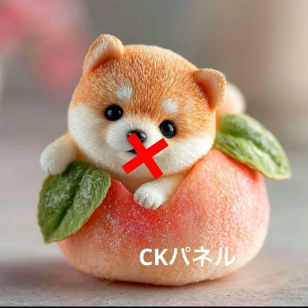 激レア柴犬、桃饅頭、杏仁豆腐、どら焼、和菓子パネル生地　ハンドメイド