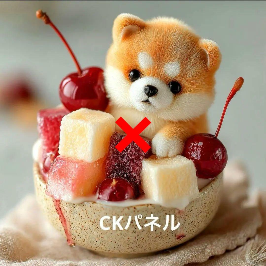 激レア柴犬、桃饅頭、杏仁豆腐、どら焼、和菓子パネル生地　ハンドメイド