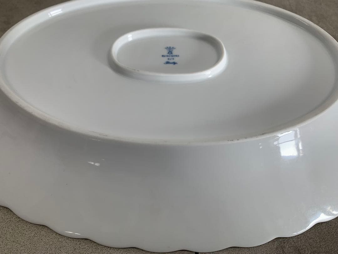 MN667★GINORI ジノリ オーバル/丸型 深皿 緑と赤の花模様 2枚