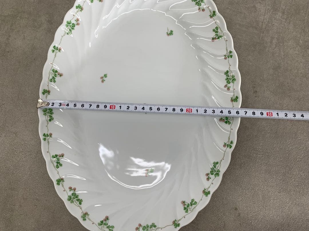 MN667★GINORI ジノリ オーバル/丸型 深皿 緑と赤の花模様 2枚