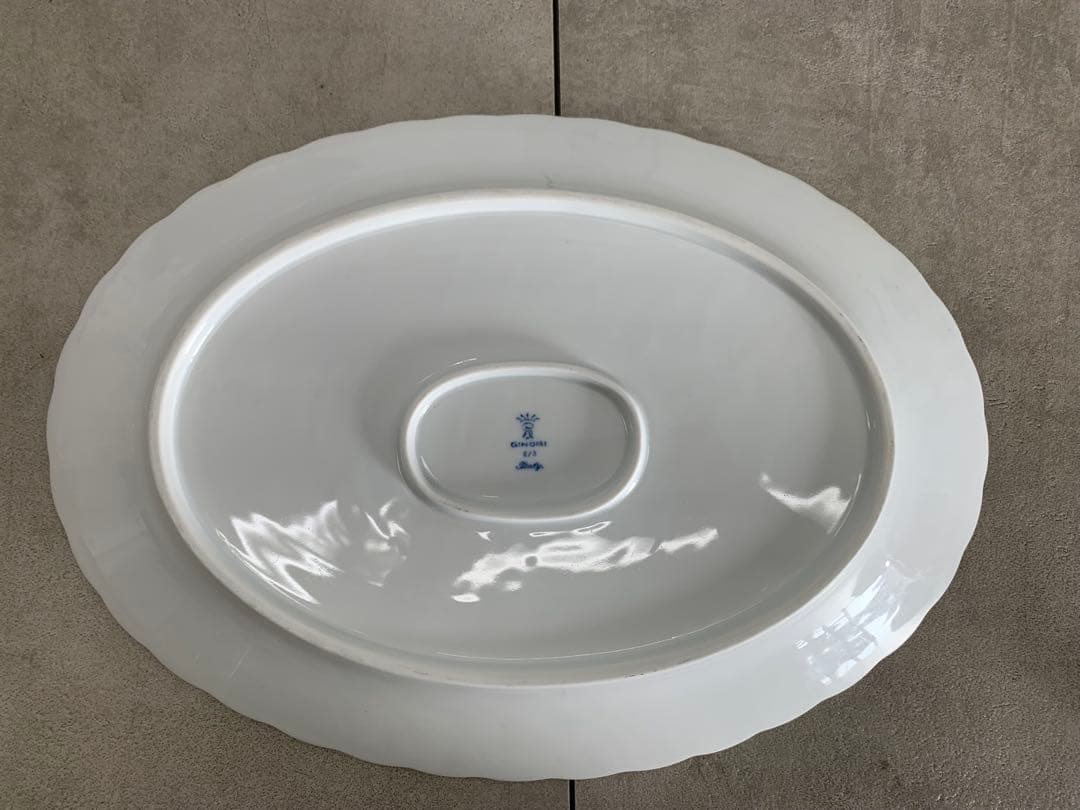 MN667★GINORI ジノリ オーバル/丸型 深皿 緑と赤の花模様 2枚