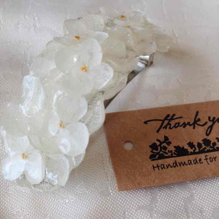 2000円＊.バレッタ Mサイズ あじさい プリザーブド かまぼこ型