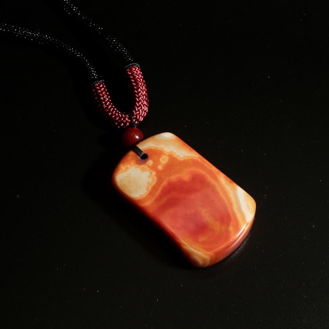 中古 俏色瑪瑙 無事牌 ペンダント 中国美術 玉佩 瑪瑙アクセサリーC1A306