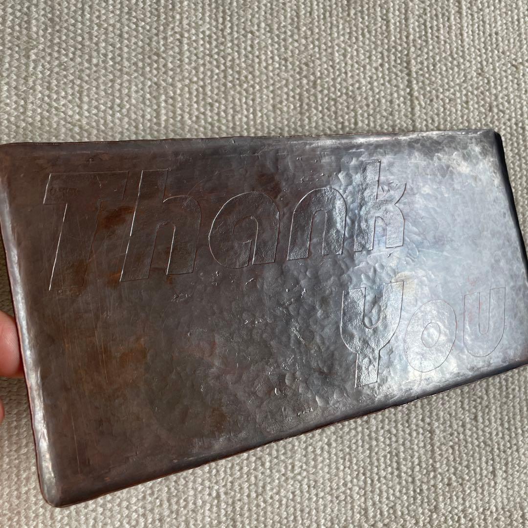 ハンドメイド　鍛金　銅　長方形　トレイ　キャッシュトレイ　ディスプレイ小物トレイ