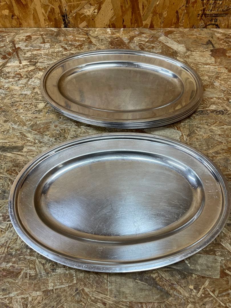 C(6428) ステンレス 小判皿 6枚 18インチ 業務用 楕円形 皿 トレー