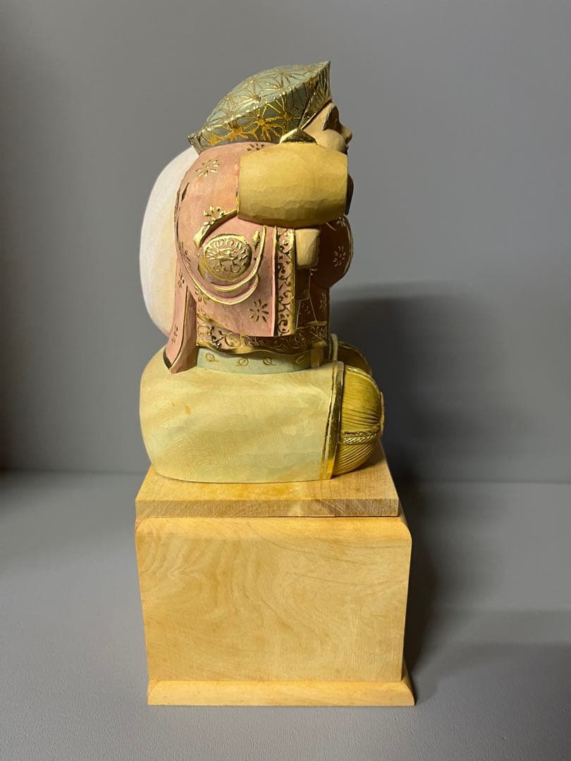 特別価格　恵比寿　大黒　セット　木彫り　彩色　手彫　柘植材