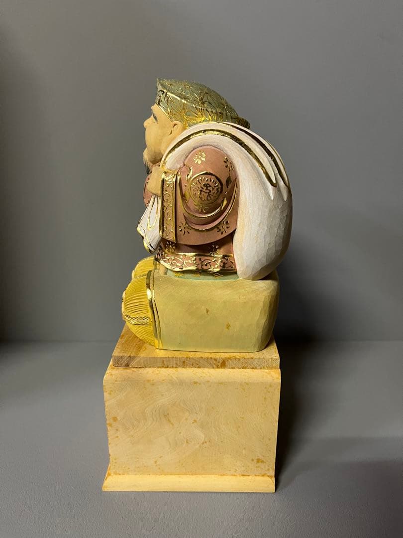 特別価格　恵比寿　大黒　セット　木彫り　彩色　手彫　柘植材