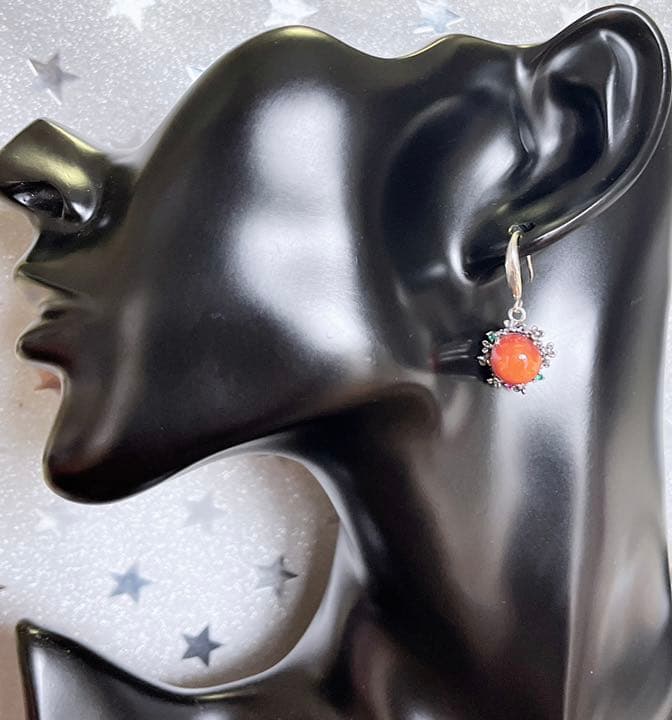 天然石 ナンホーン瑪瑙s925銀のピアス（番号A1359）