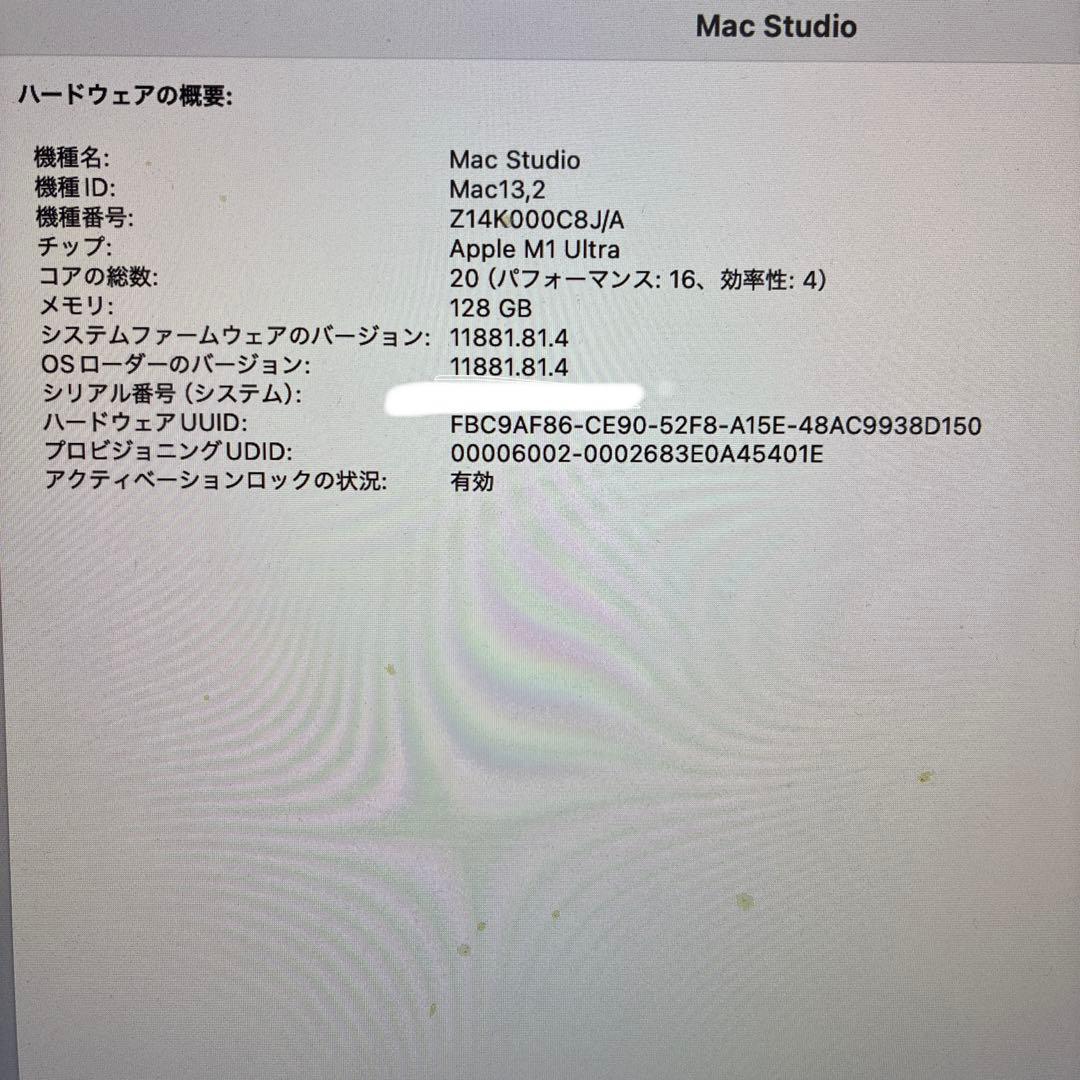 Macデスクトップ Apple Mac Studio M1 Ultra 128GB