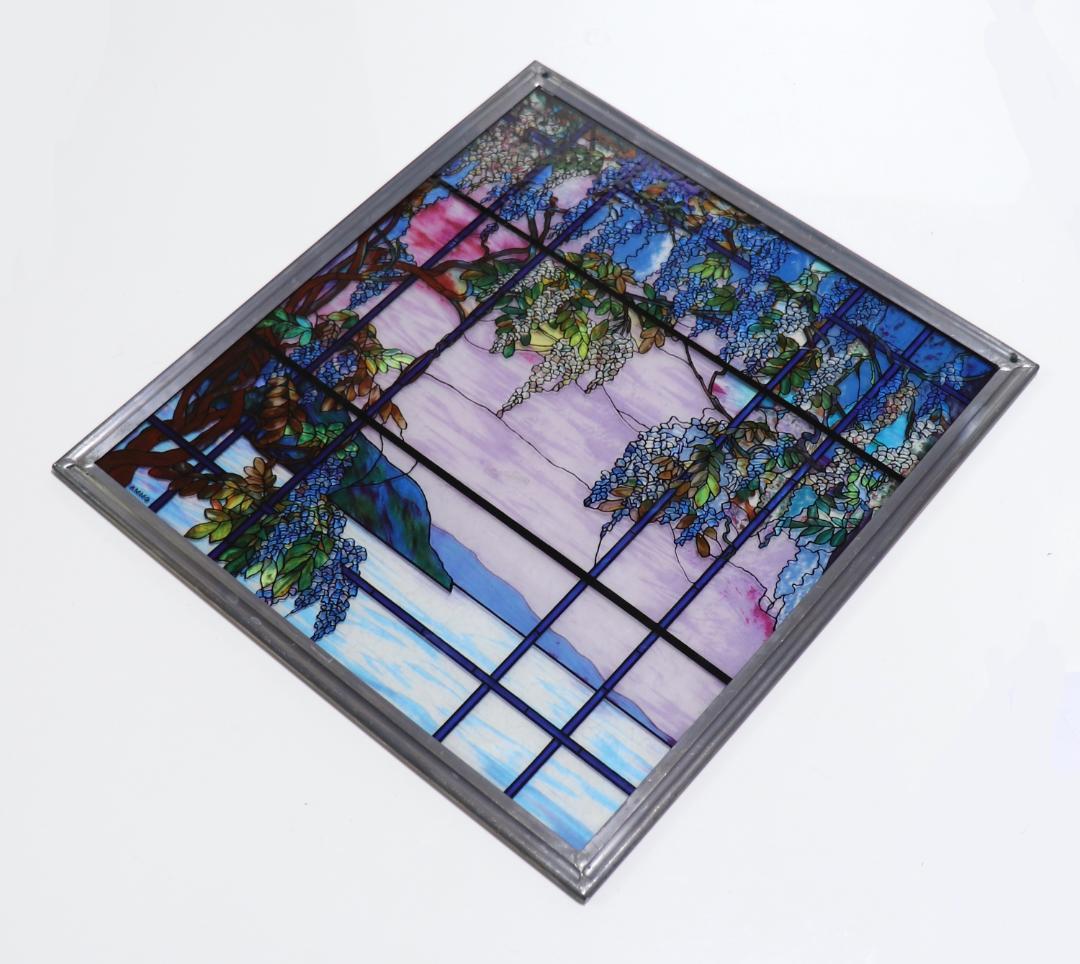 ルイス・C・ティファニー ヴィンテージ ステンドグラス 大型オイスターベイの風景