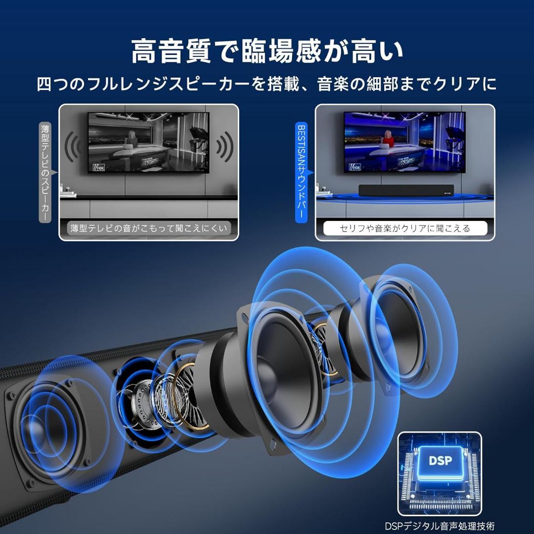 【新品】サウンドバー　テレビ用スピーカーPC用　シアターバーフルレンジスピーカー
