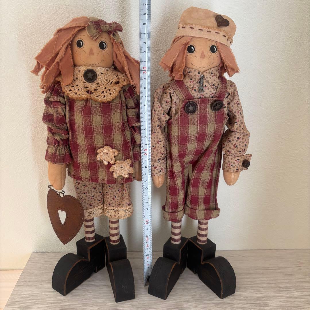 スタンディングドール　アン&アンディ　ハンドメイド　木製　布製　アイアンハート