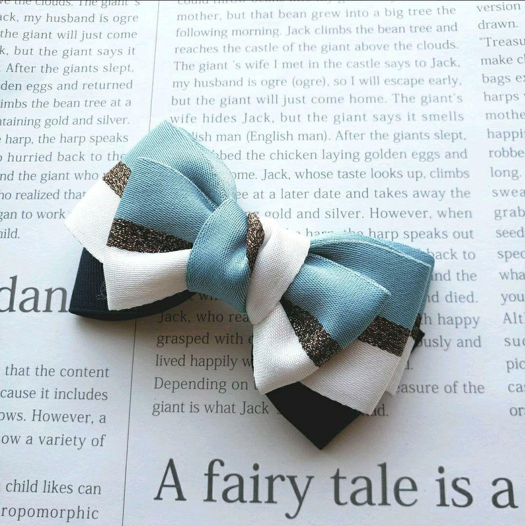 リボン　ヘアゴム♡セレシャムリボン♡ブルー♡ハンドメイド