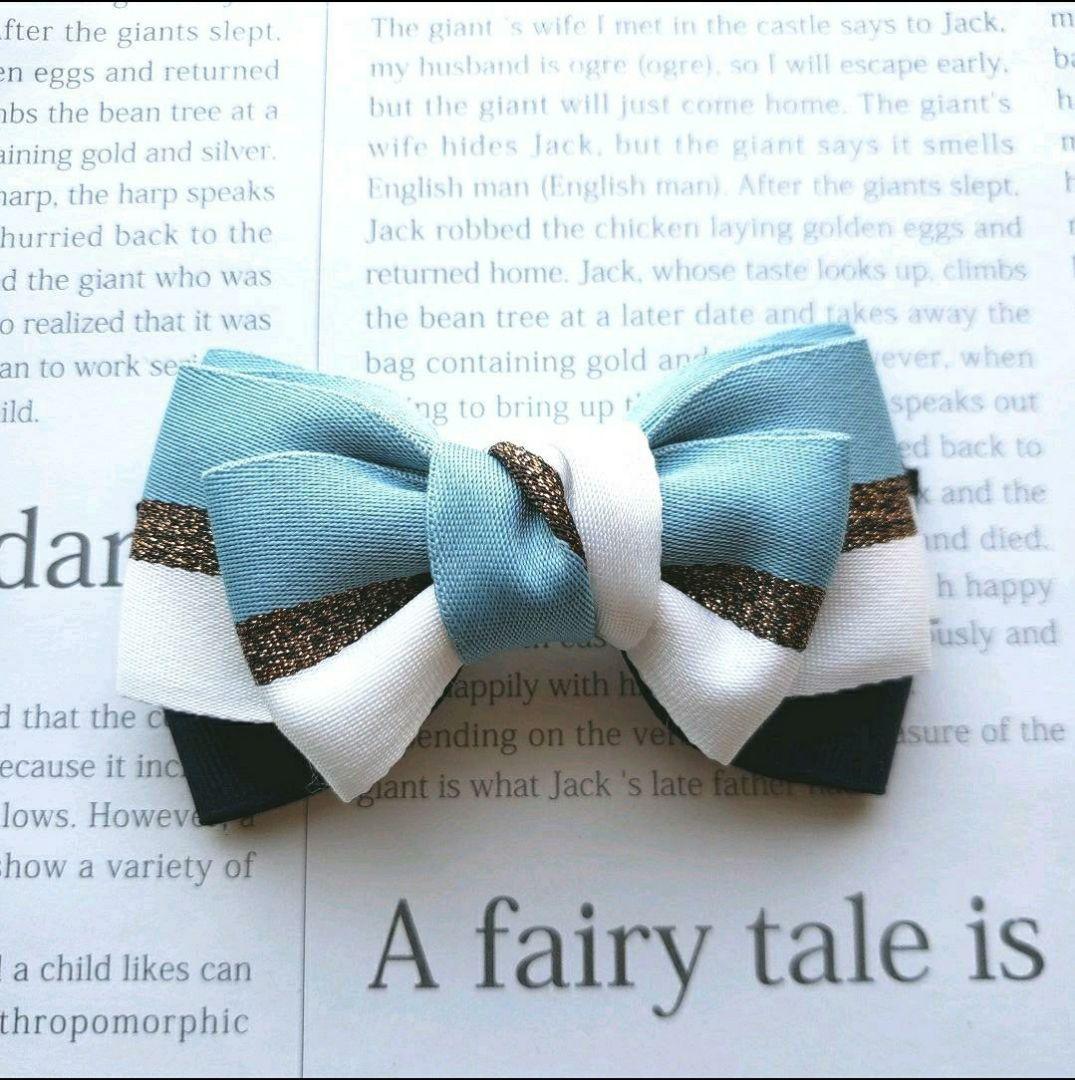 リボン　ヘアゴム♡セレシャムリボン♡ブルー♡ハンドメイド