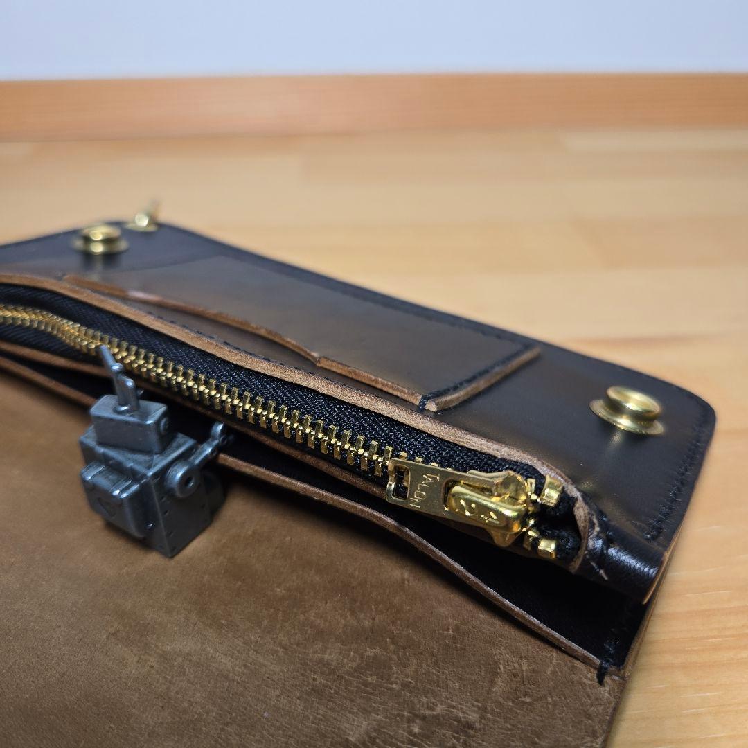 MARYAM ホースバット使用　ロングトラッカーウォレット２層　真鍮