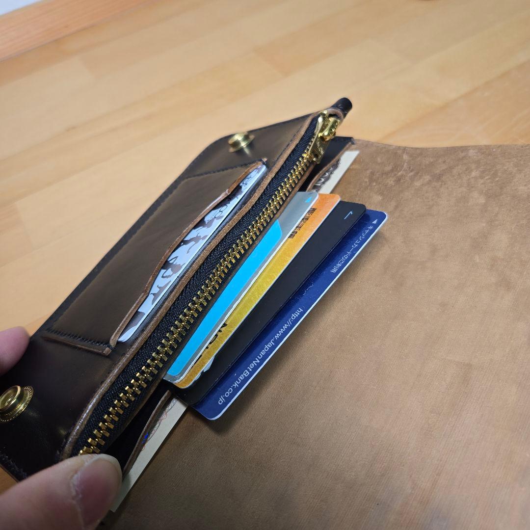 MARYAM ホースバット使用　ロングトラッカーウォレット２層　真鍮