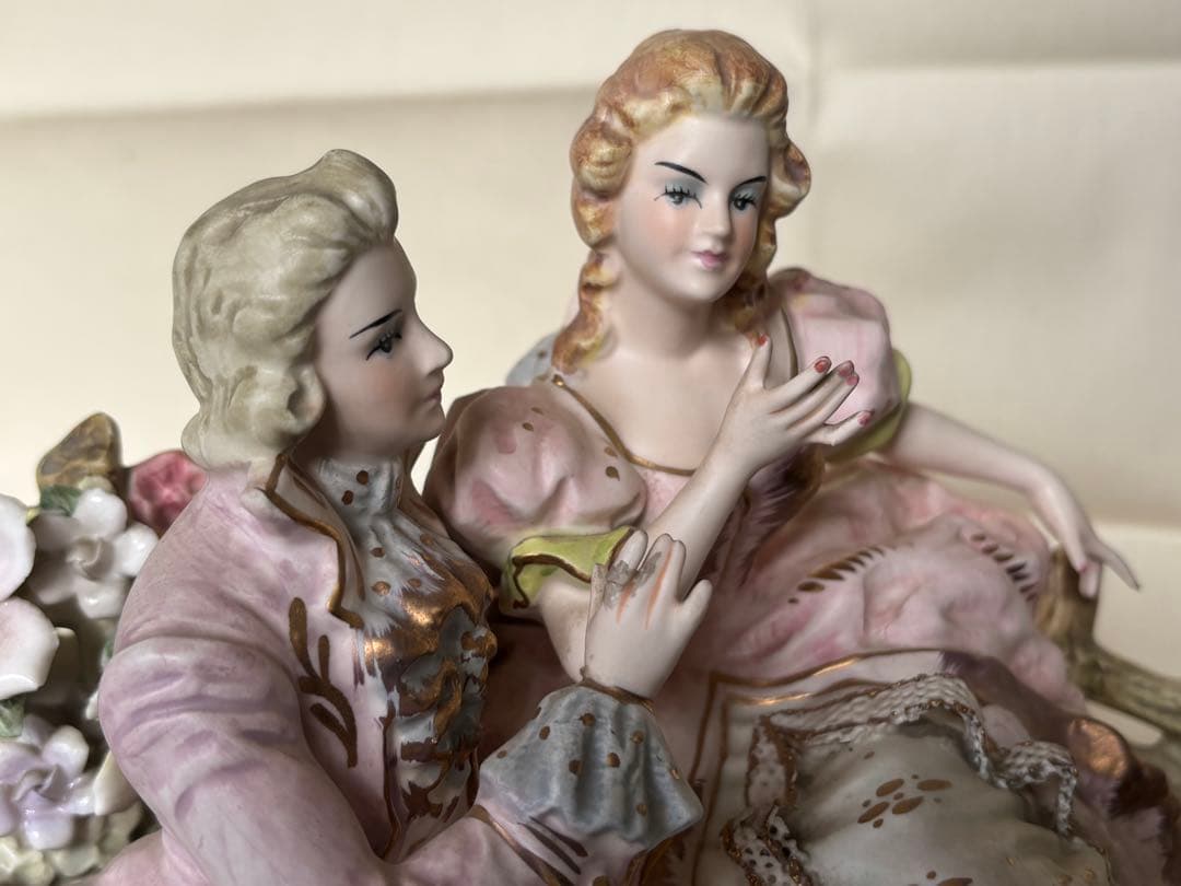 アンティークフィギュリン　テーブルランプ　レンワイル・アードアルト製　オルゴール