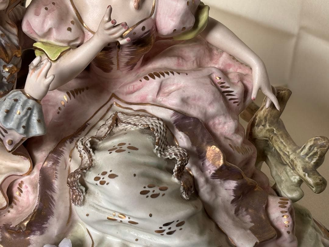 アンティークフィギュリン　テーブルランプ　レンワイル・アードアルト製　オルゴール