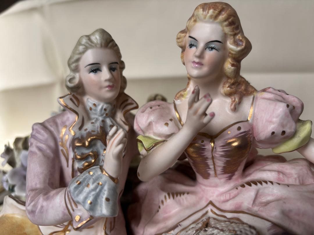 アンティークフィギュリン　テーブルランプ　レンワイル・アードアルト製　オルゴール