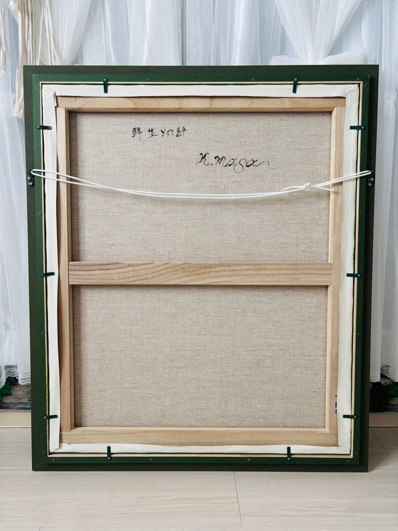 「野生との絆」アクリル画キャンバスF20号原画ハンドメイド作品 幻想アート