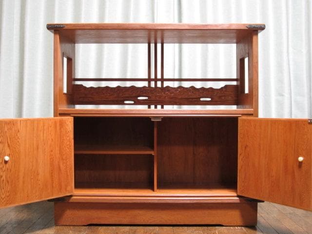 世界遺産 屋久杉 浮造り 漆仕上げ 民芸 飾り棚/和茶棚/水屋/サイドボード