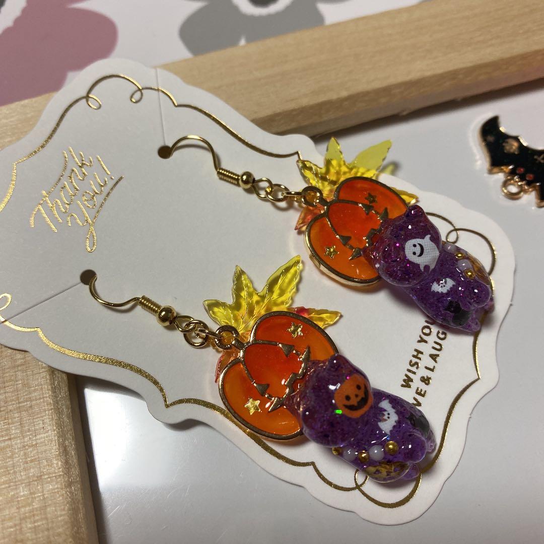 ☆紅葉とハロウィン猫ちゃんピアス☆