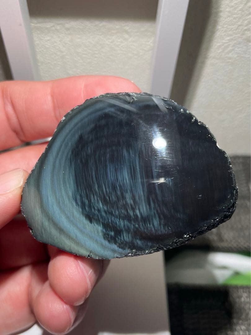 研磨品　十勝石玲瓏　エメラルドグリーンベース　レインボーオブシディアン