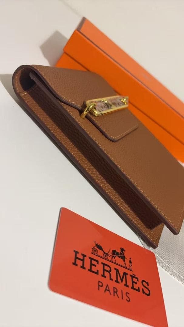 【美品】スマホポーチ ゴールドブラウン