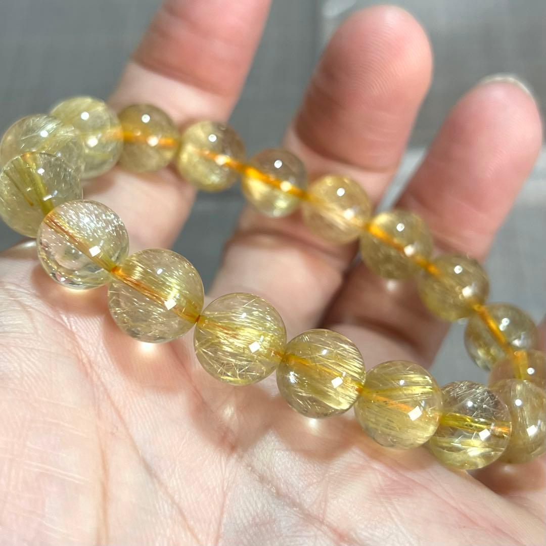 針美しさと透明度抜群　高品質　ゴールドルチルブレスレット　5