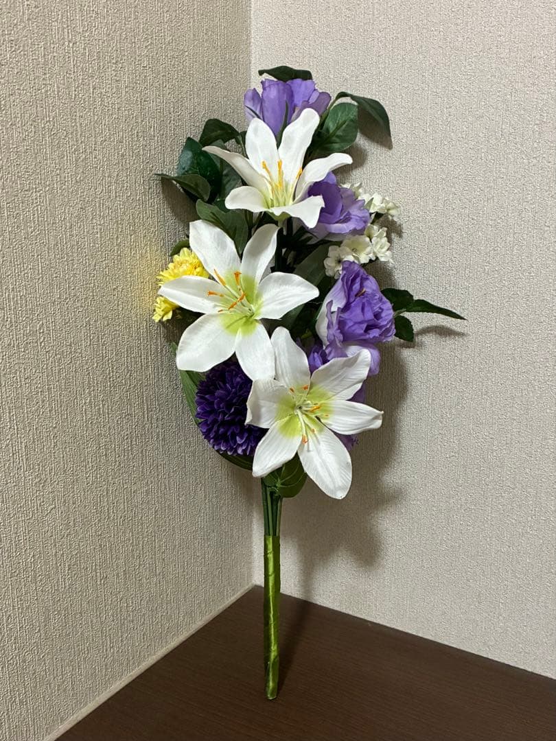 仏花　お供え花　ユリ＆トルコ桔梗(パープル系)