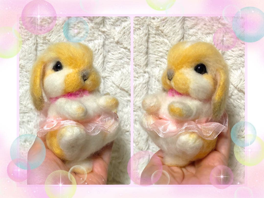 羊毛フェルト。うさぎ。リース付き。オーダーNo.77