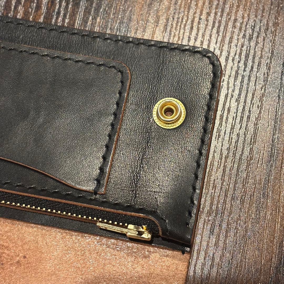 栃木レザー　トラッカーウォレット　茶芯ブラック 3層