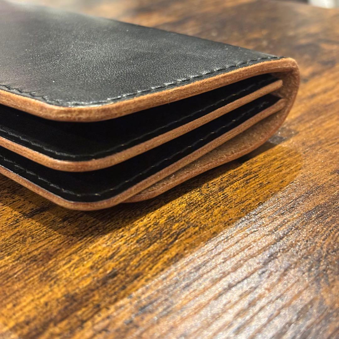 栃木レザー　トラッカーウォレット　茶芯ブラック 3層