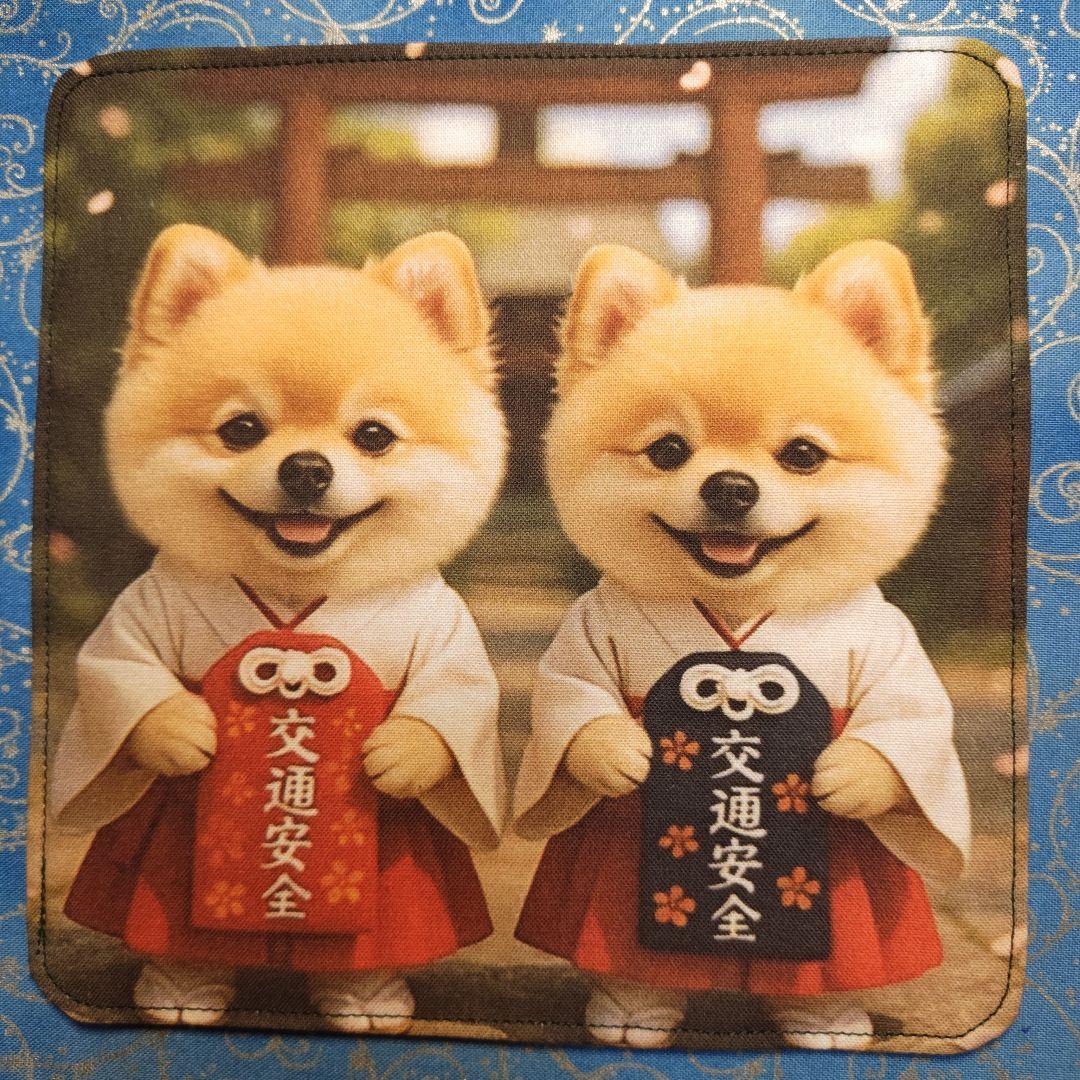 yourelia 　4重ハンカチ　ポメラニアンちゃん柄 18枚