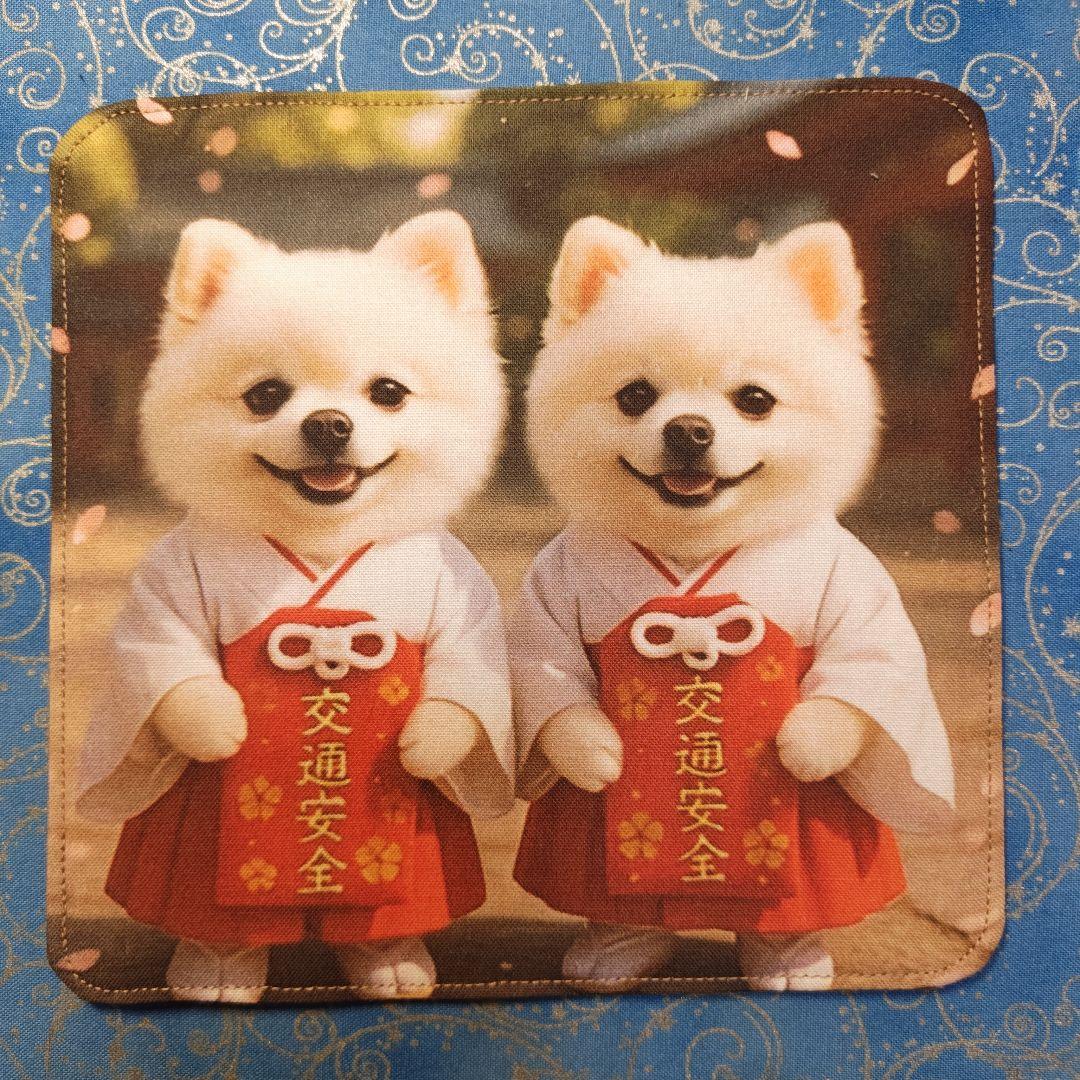 yourelia 　4重ハンカチ　ポメラニアンちゃん柄 18枚