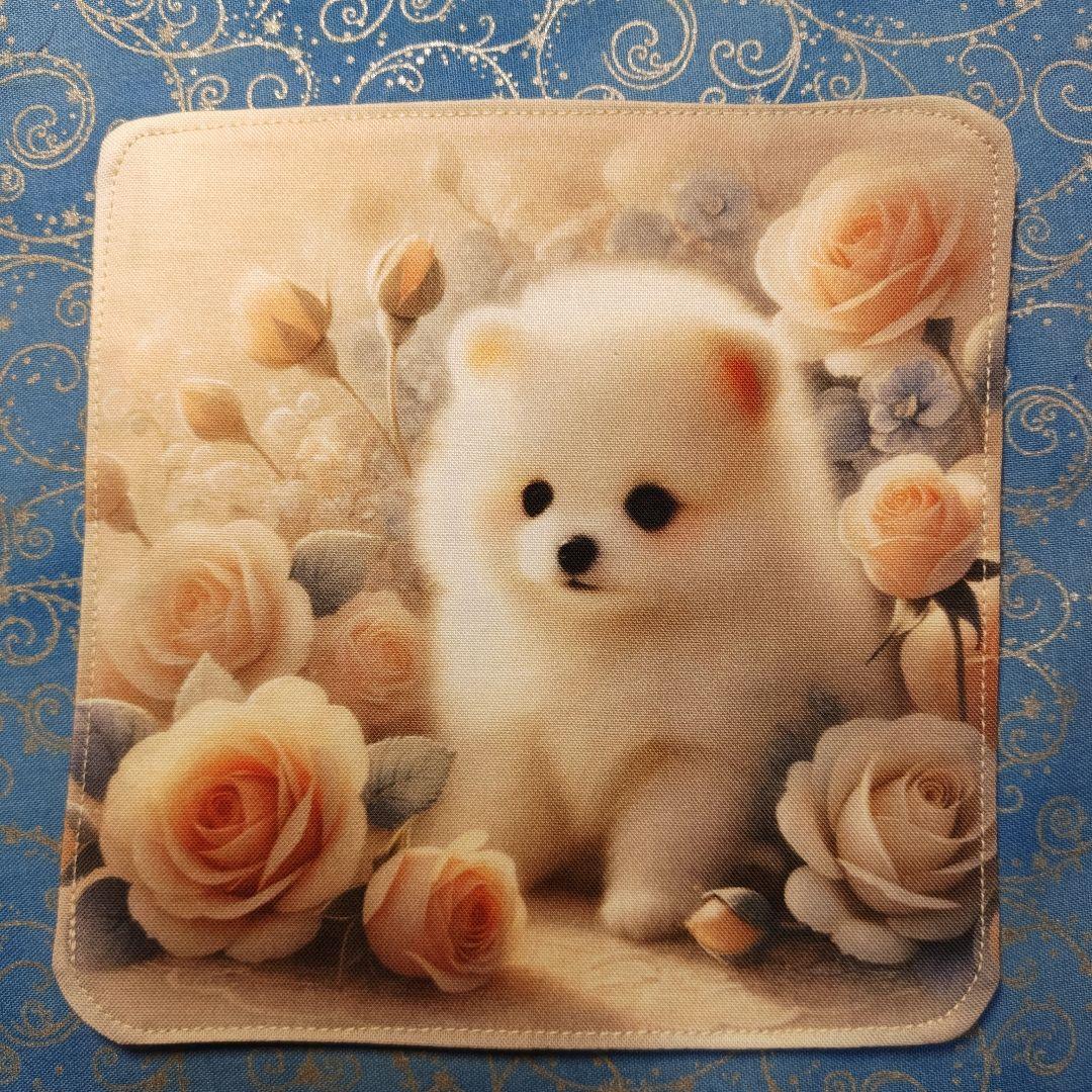 yourelia 　4重ハンカチ　ポメラニアンちゃん柄 18枚