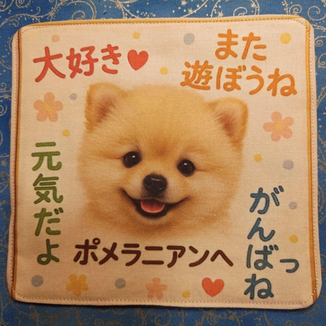 yourelia 　4重ハンカチ　ポメラニアンちゃん柄 18枚