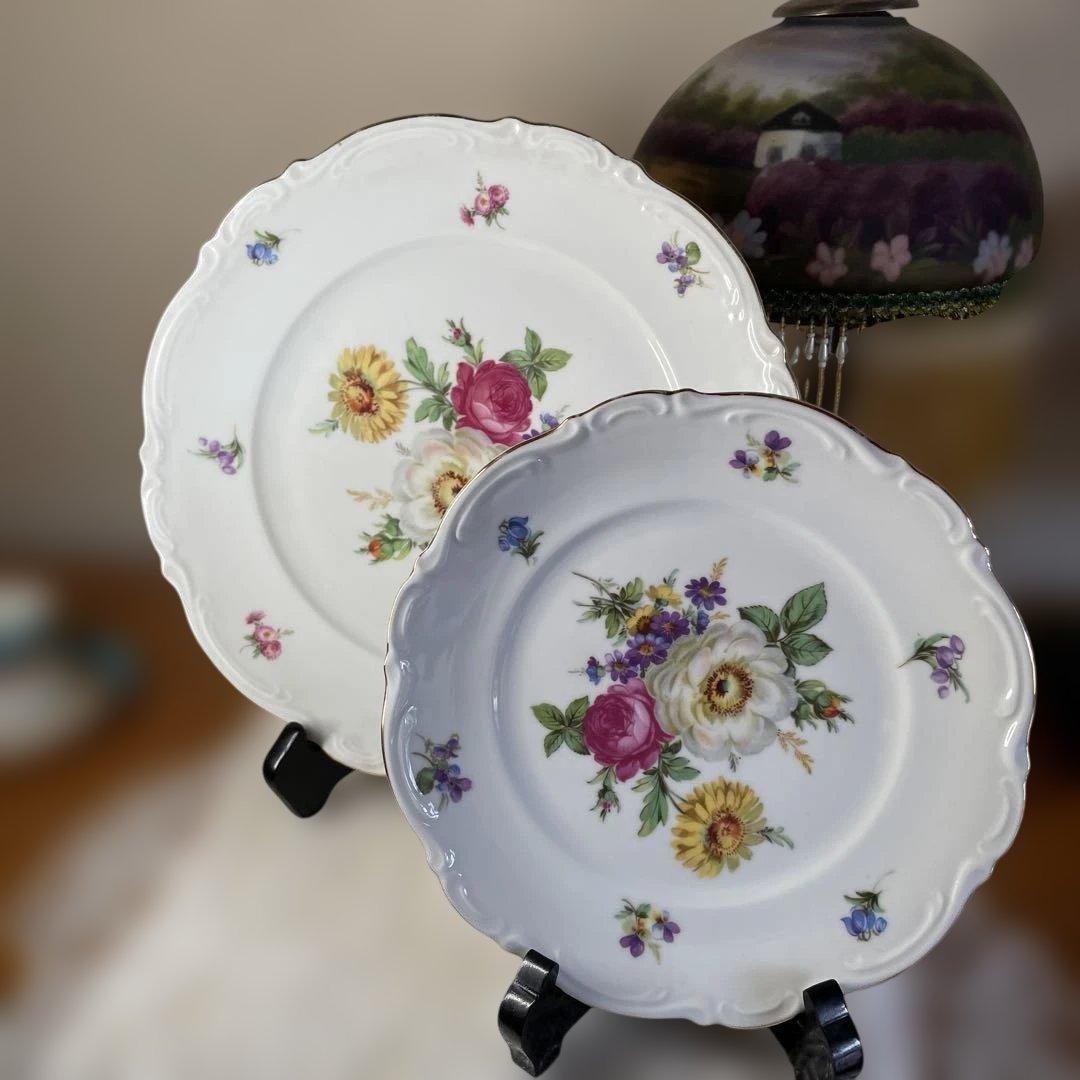 マイセン　3枚 花柄大皿　2枚　27.0cm 同じ柄　中皿　一枚 20cm