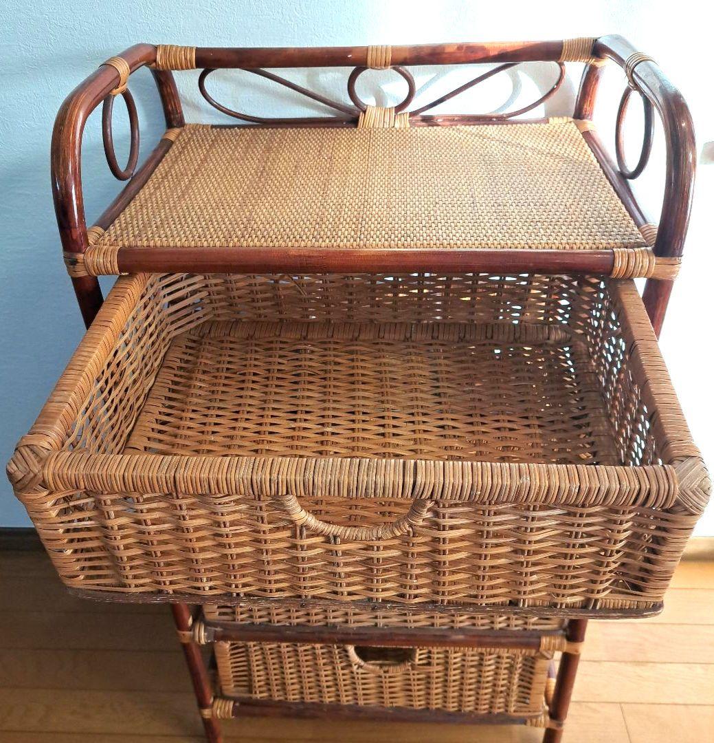 籐　ラタン製　4段収納　ラタンチェスト　アンティーク　アジアン家具　インテリア