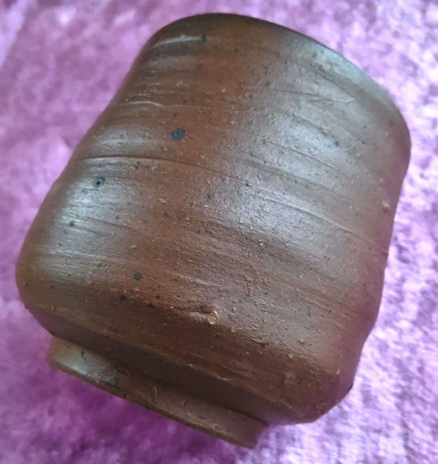 骨董品 備前焼 夫婦湯呑み ペア 湯呑み2客 木箱付き 焼締 陶器 極美品‼️