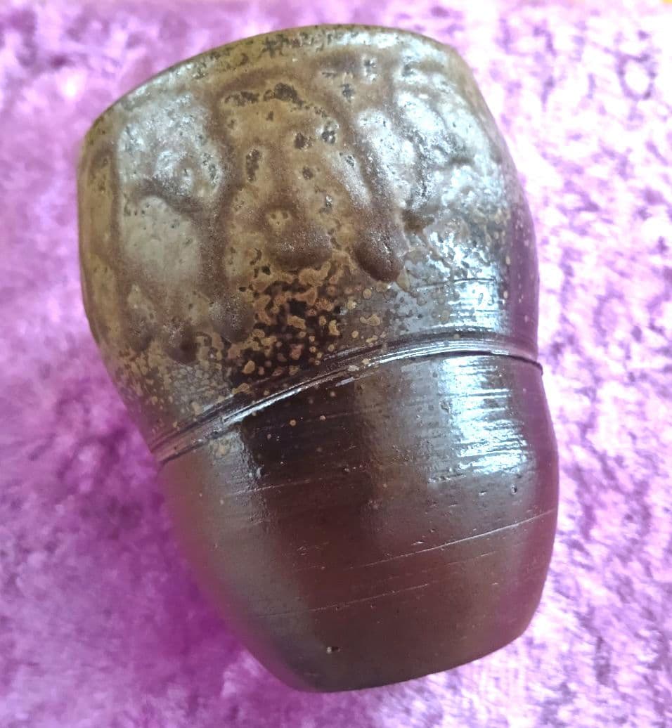 骨董品 備前焼 夫婦湯呑み ペア 湯呑み2客 木箱付き 焼締 陶器 極美品‼️