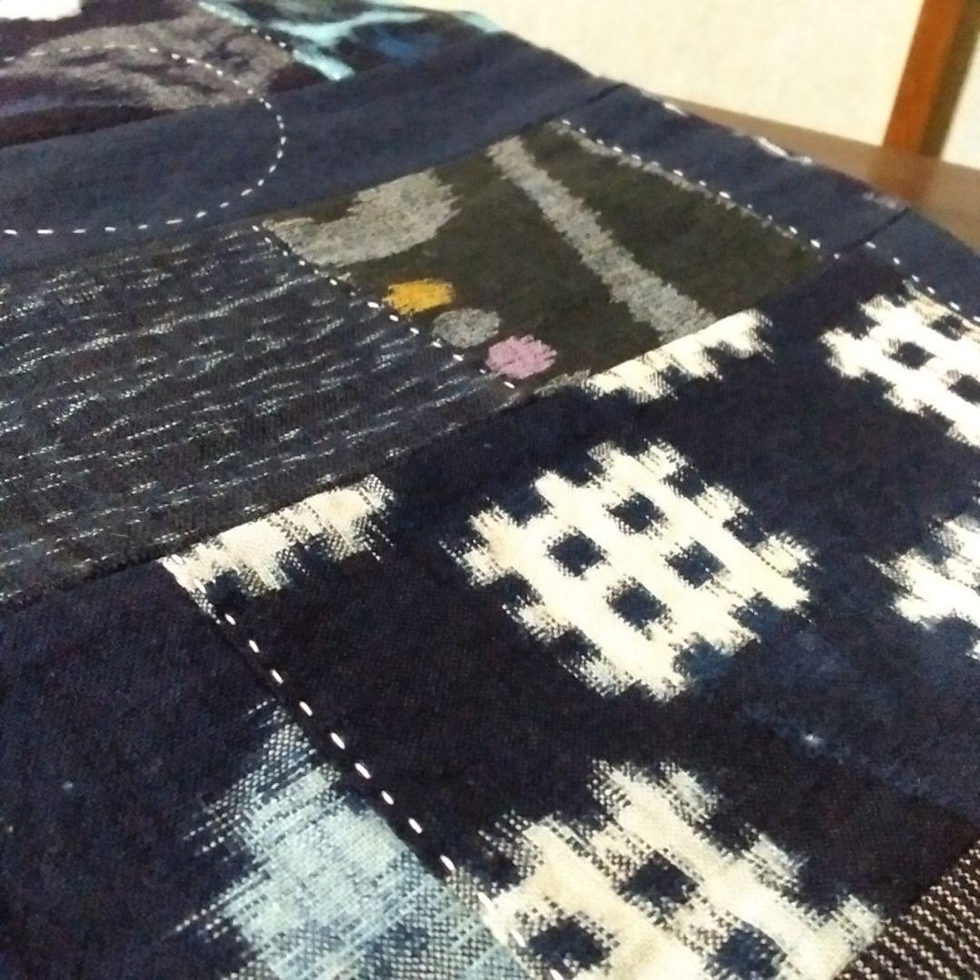 【お値下げ中！】古布　絣のパッチワーク◆リバーシブル◆フリークロス