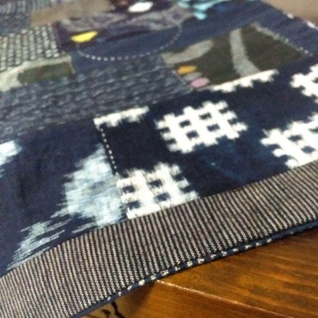 【お値下げ中！】古布　絣のパッチワーク◆リバーシブル◆フリークロス