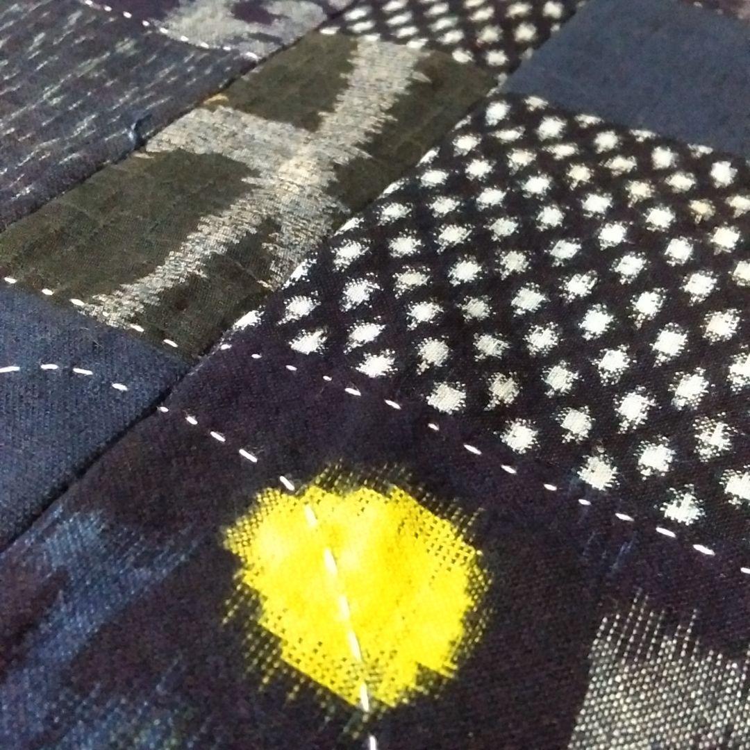 【お値下げ中！】古布　絣のパッチワーク◆リバーシブル◆フリークロス